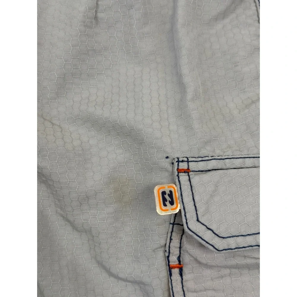 Billabong‎ Y2K Mens Board Shorts Size 32 Grey Orange Honeycomb Cargo M1096 Gas